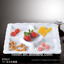 Forme uniques en porcelaine Ensemble de cinq plats de fruits Plateau de snack